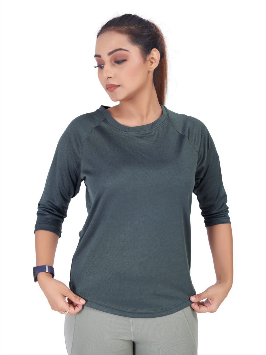 

MYO2 Women Cut Outs Slim Fit T-shirt, Grey
