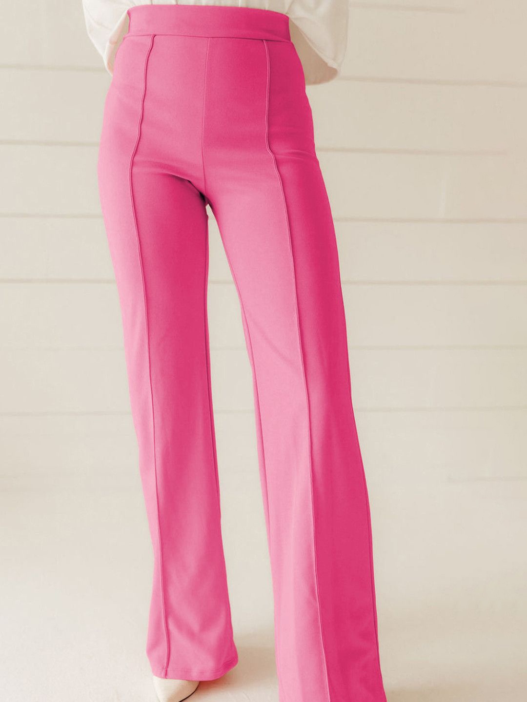 

StyleCast Women High-Rise Regular Fit Wide Leg Trousers, Pink