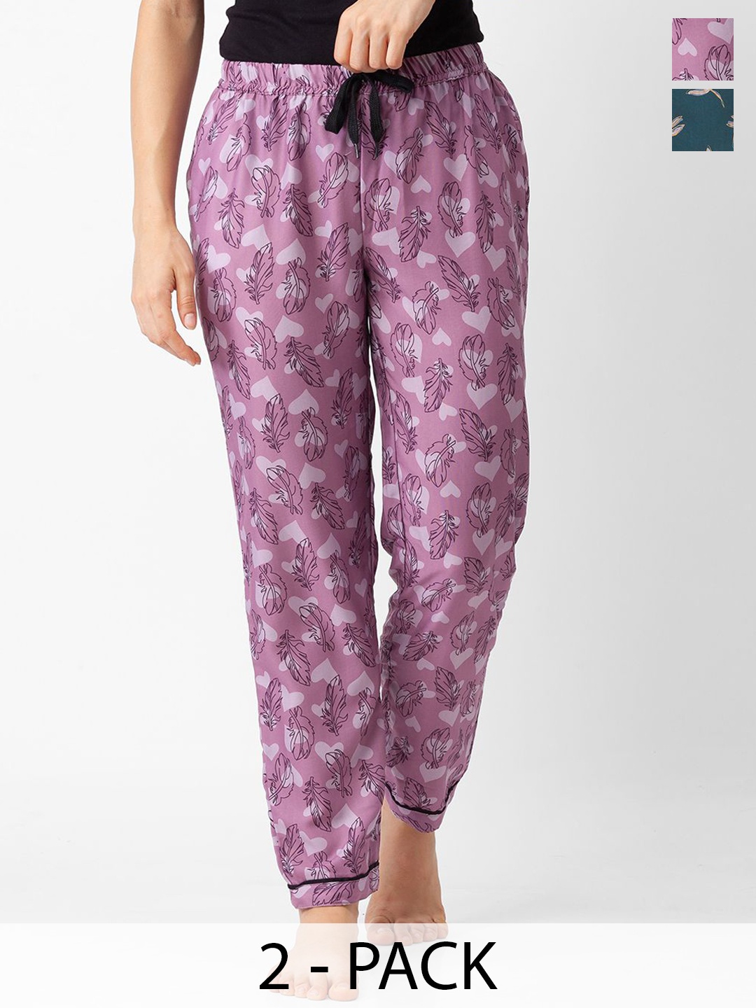 

FashionRack Women Pack Of 2 Printed Lounge Pants, Purple