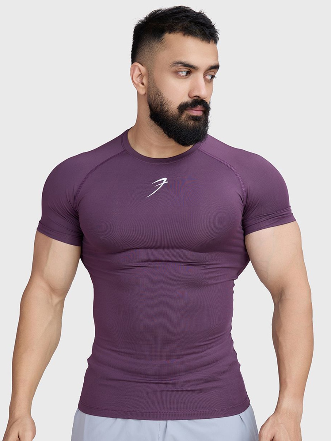 

FUAARK Men Stretchex Pockets Compression T-shirt, Purple