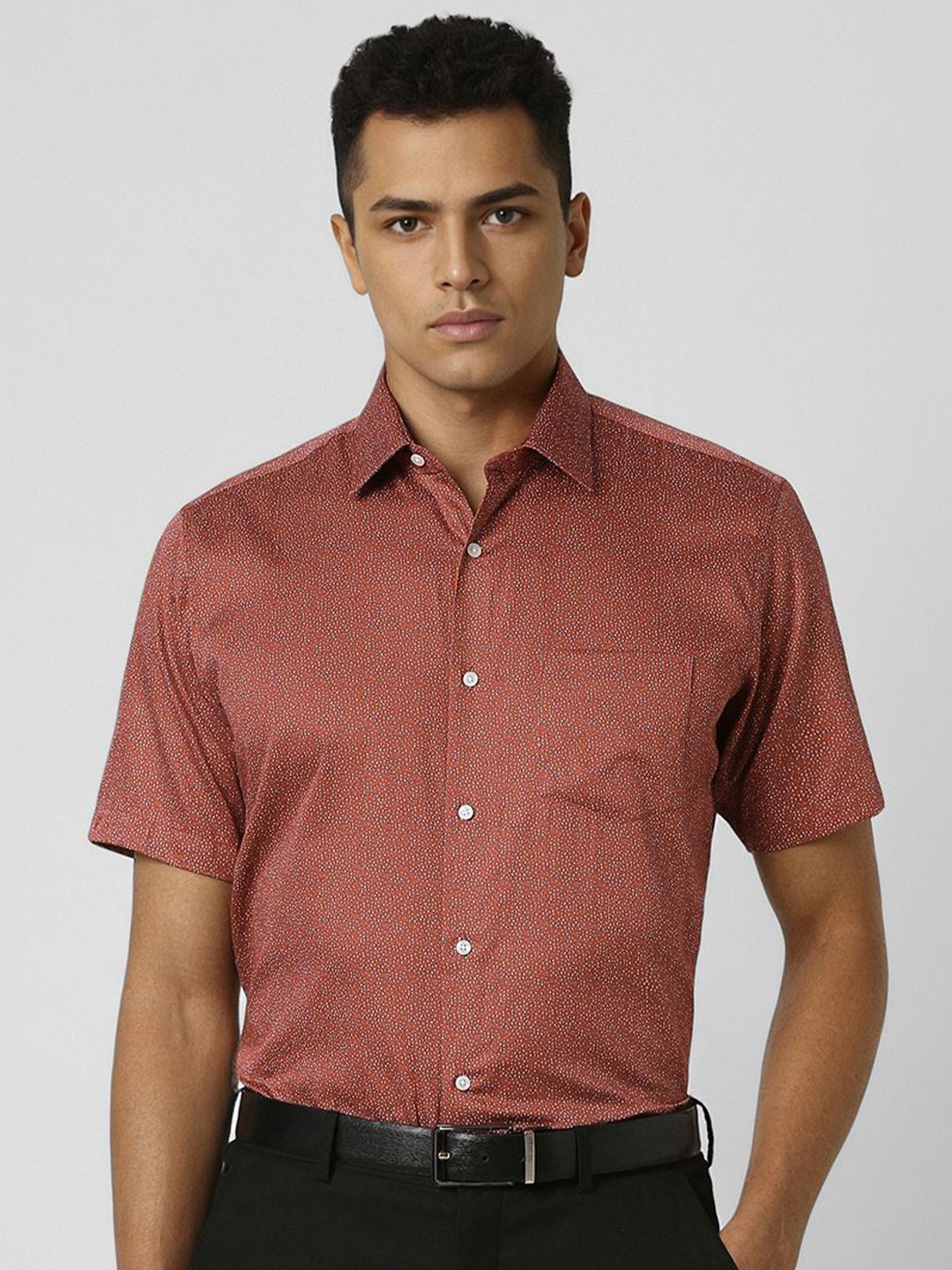 

Van Heusen Men Opaque Printed Formal Shirt, Red
