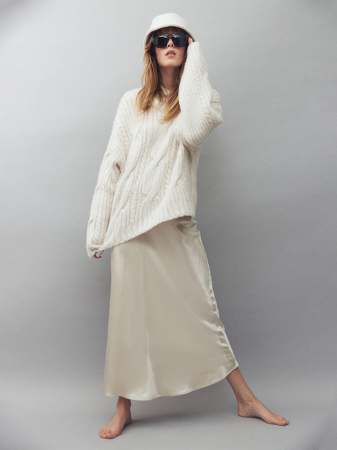

H&M Women Cable-Knit Jumper, White