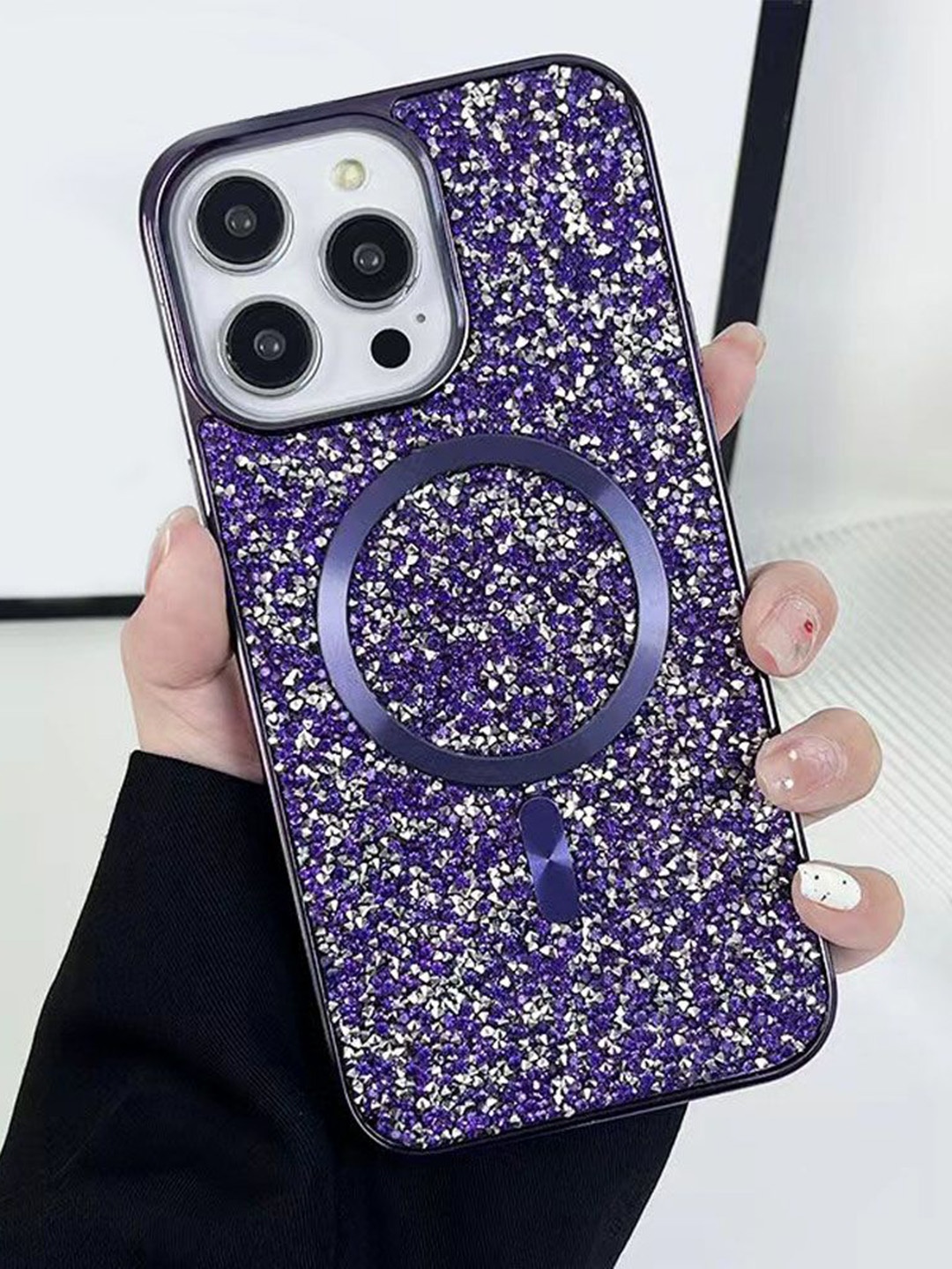 

Luxury Kase Solid Printed iPhone 15 Pro Max Back Case Mobile Accessories, Purple