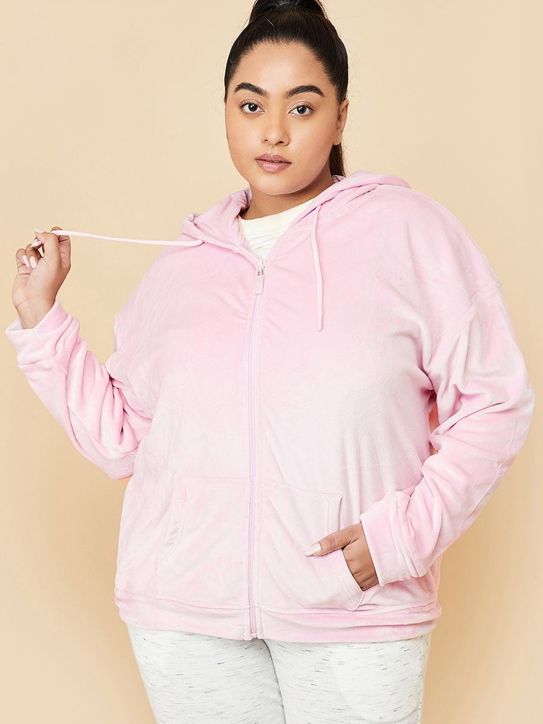 

max Women Polyester Sporty Jacket with Patchwork, Pink