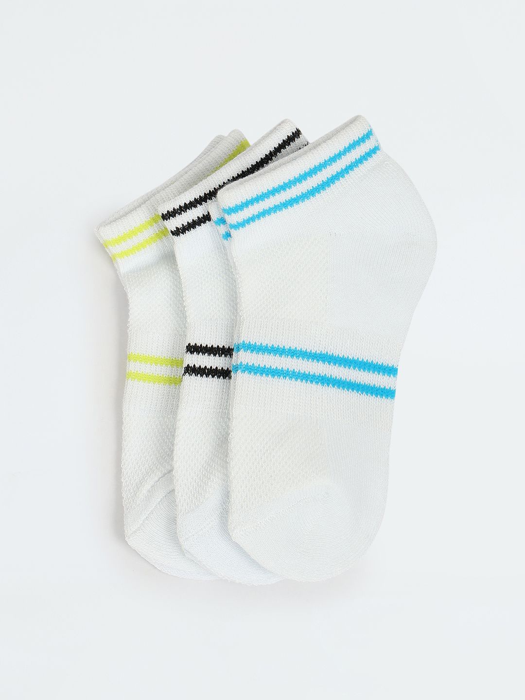 

max Boys Pack Of 3 Striped Ankle-Length Socks, White
