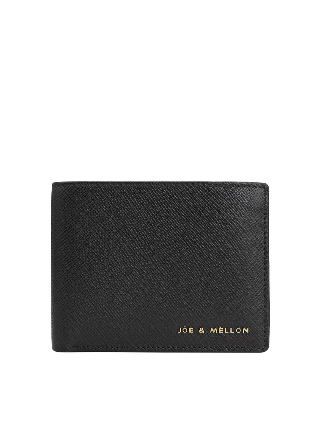 

Joe & Mellon Men Textured Leather RFID Two Fold Wallet, Black