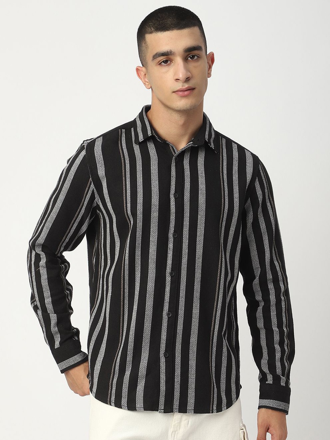 

R&B Men Opaque Casual Shirt, Black