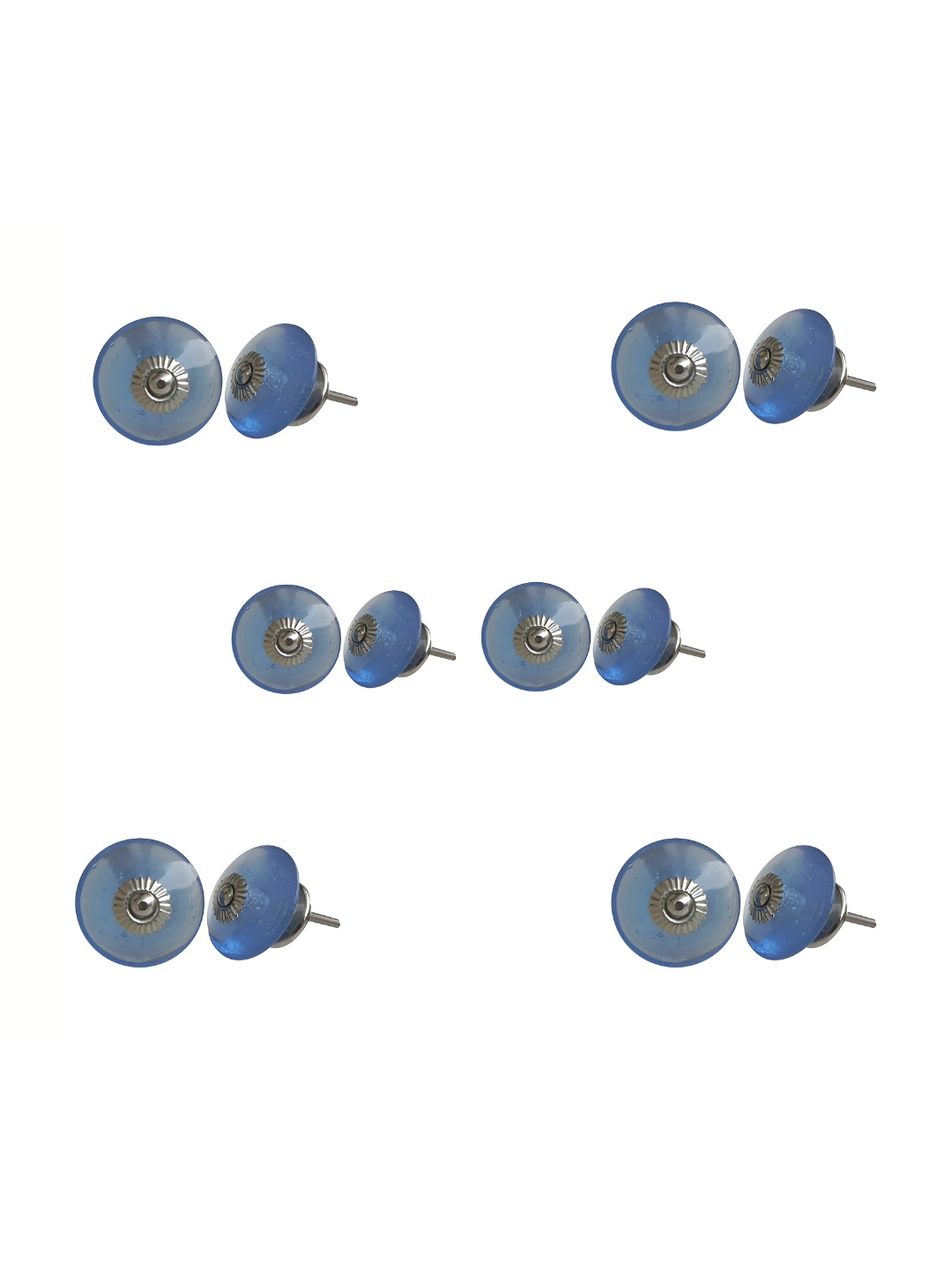 

Indianshelf Blue & Silver Toned 6 Pieces Glass Knobs