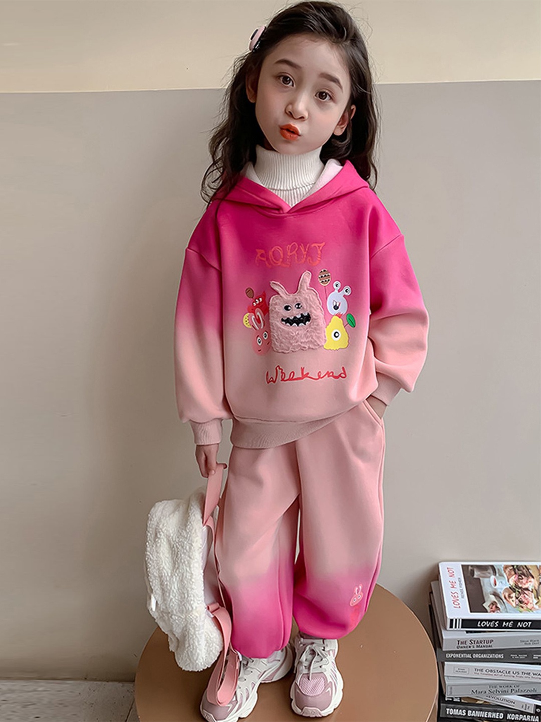 

LULU & SKY Girls Colourblocked Top with Trousers, Pink