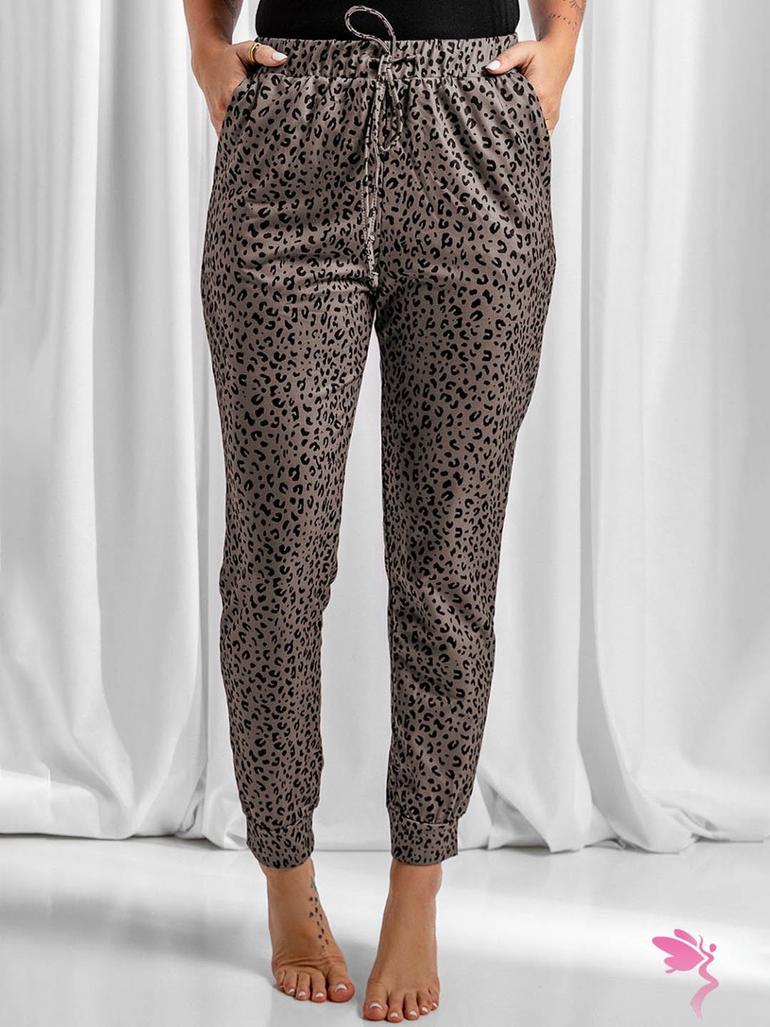 

StyleCast Women Animal Printed Mid-Rise Joggers, Brown