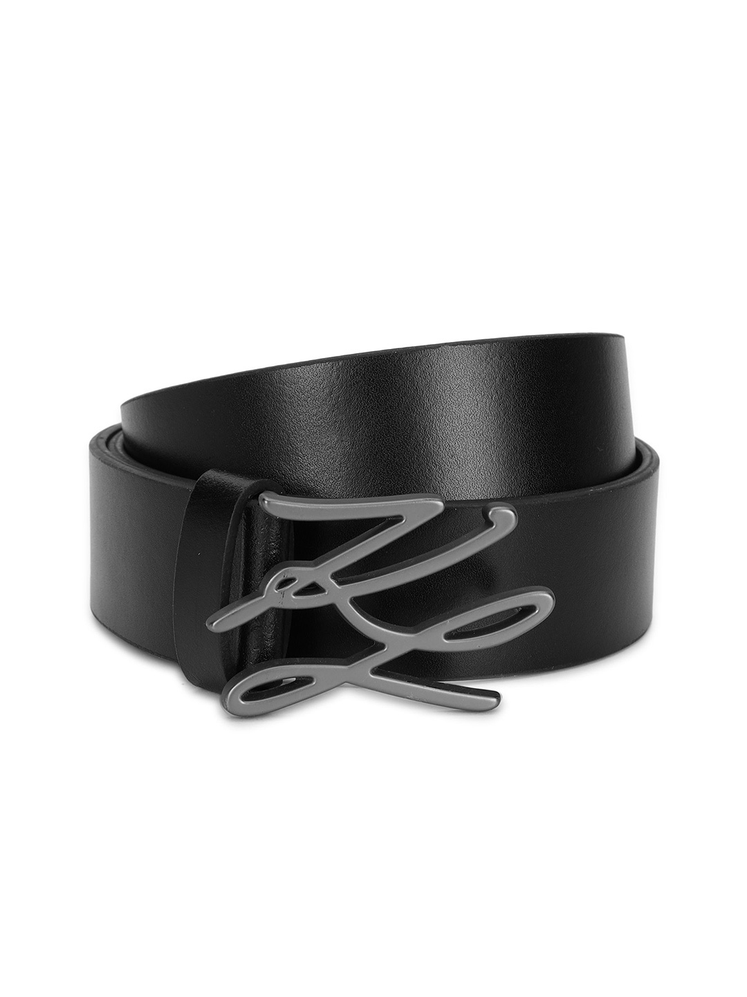 

Karl Lagerfeld Men KL Buckle Leather Belt, Black