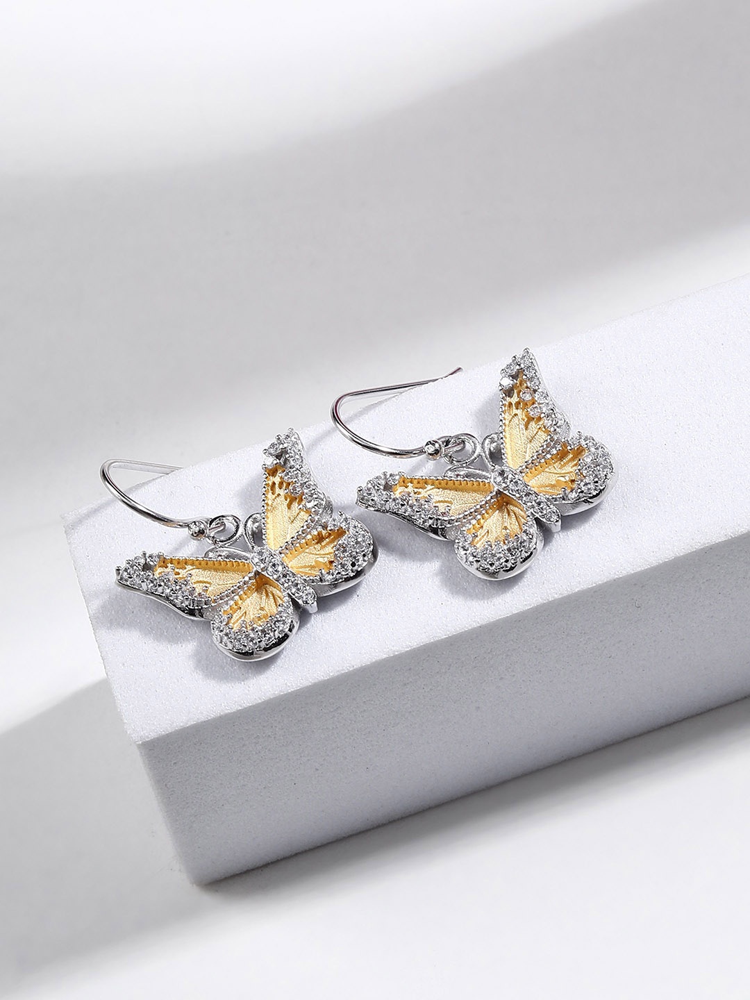 

DIAVO Women Gold-Plated CZ Studded Drop Earrings