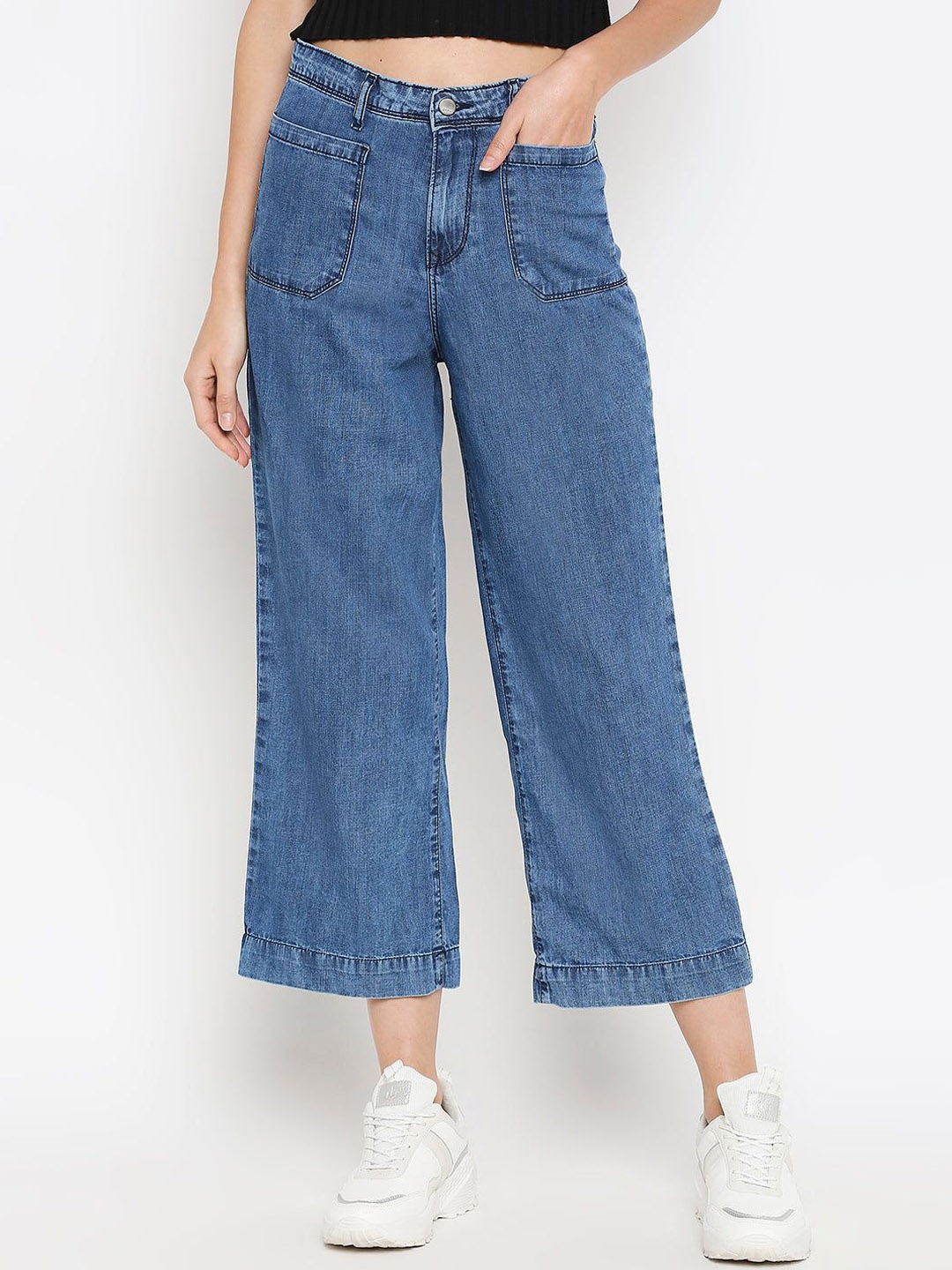 

Kraus Jeans Women Wide Leg Cotton High-Rise Jeans, Blue
