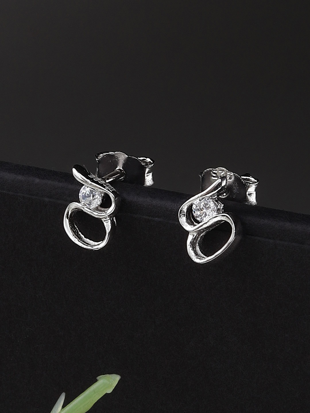 

DIAVO Women Rhodium Plated Silver Toned Studs Earrings