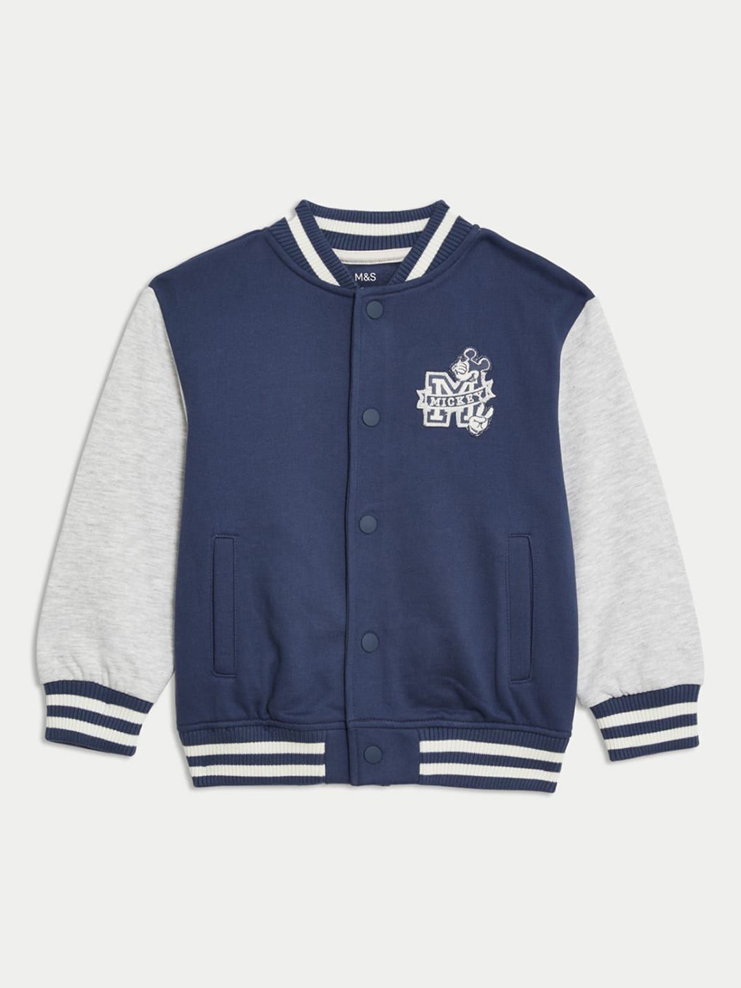 

Marks & Spencer Boys Colourblocked without Varsity Jacket with Patchwork, Blue