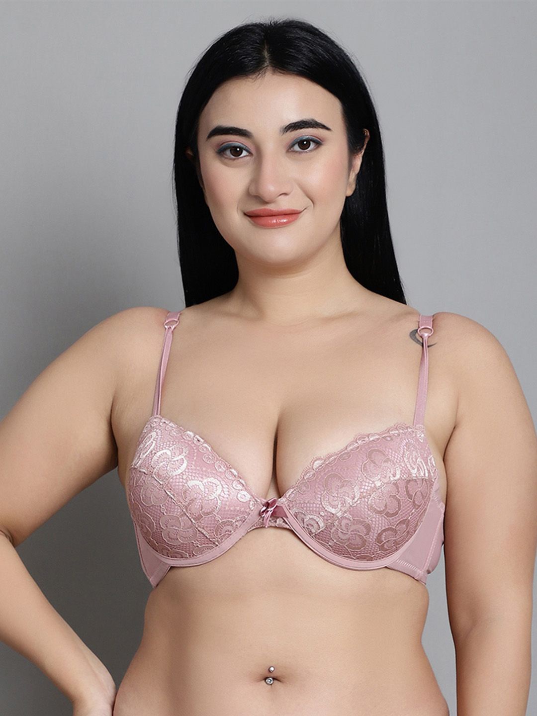 

MAKCLAN Medium Coverage Anti Odour Underwired Lightly Padded Bra, Pink