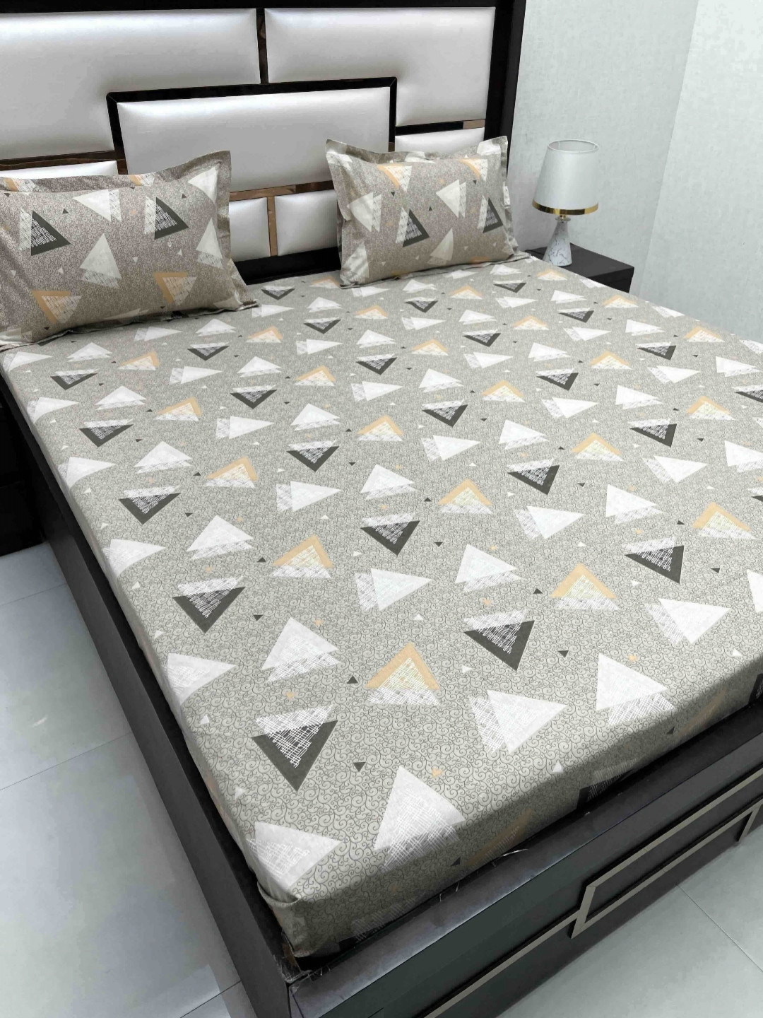 

Pure Decor Cotton Queen Size Double Bed Bedsheet With 2 Pillow Covers 2.28m X 2.54m, Grey
