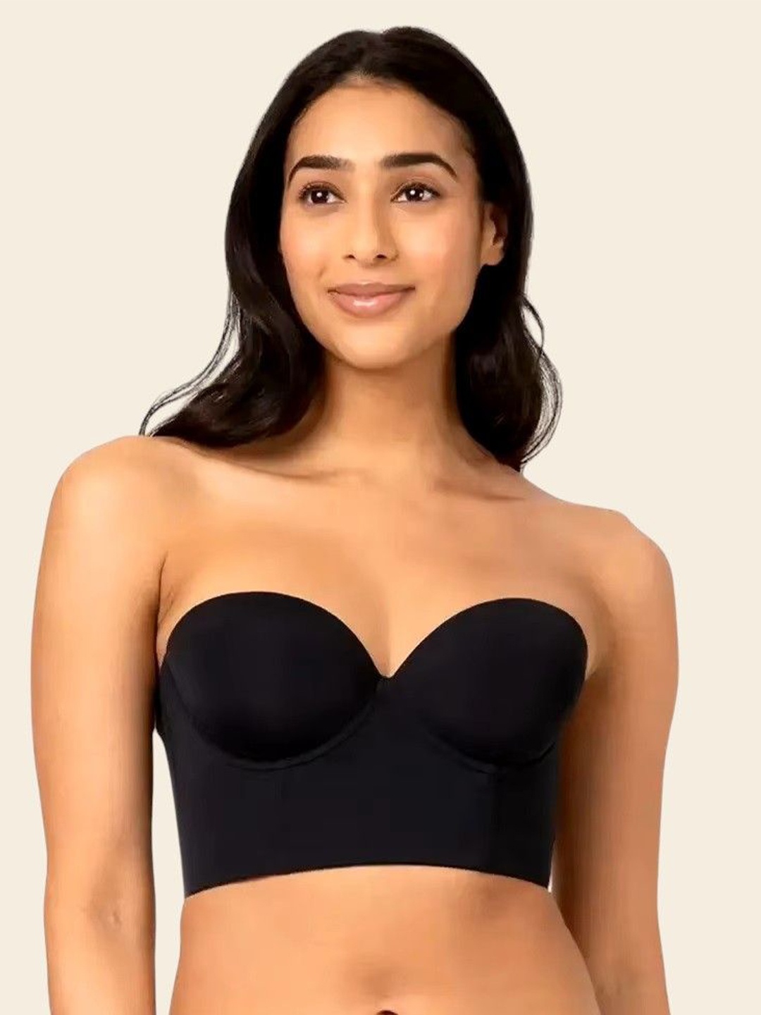 

PLUMBURY Medium Coverage Underwired Lightly Padded Strapless Bandeau Bra, Black