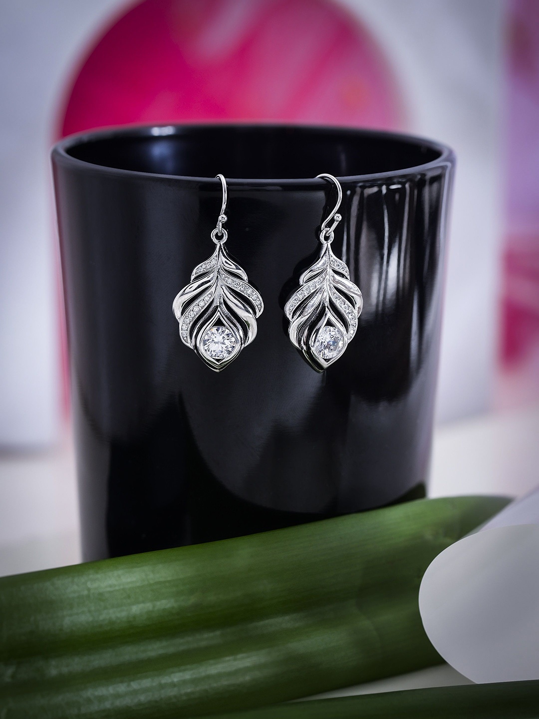 

DIAVO Women Rhodium Plated Silver toned Drop Earrings