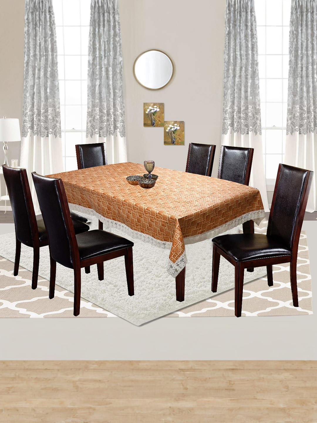 

Kuber Industries Brown Ethnic Motifs Plastic 6-Seater Table Cover