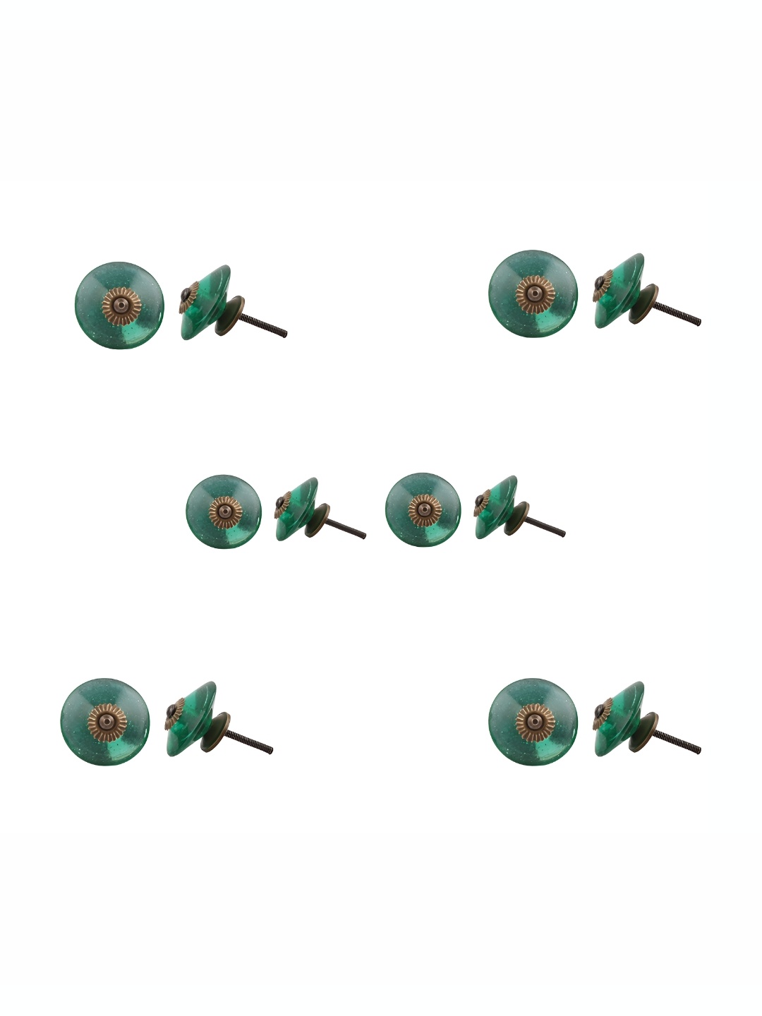 

Indianshelf 6-Pcs Green Glossy Glass Knobs