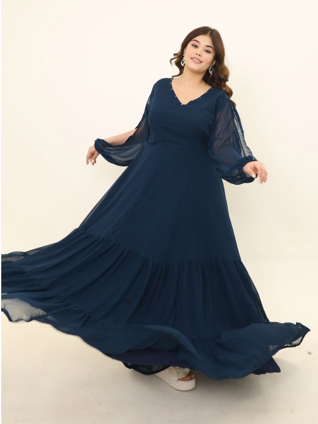 

Swadeshi Shringaar Women Fit and Flare Maxi Dress, Teal