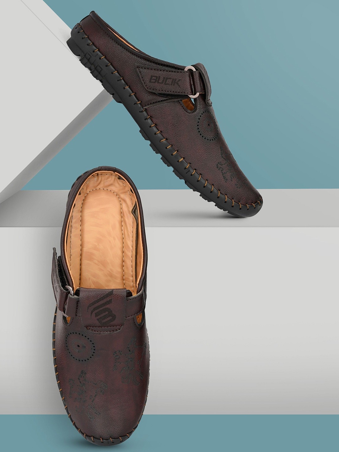 

BUCIK Men Shoe-Style Sandals, Brown
