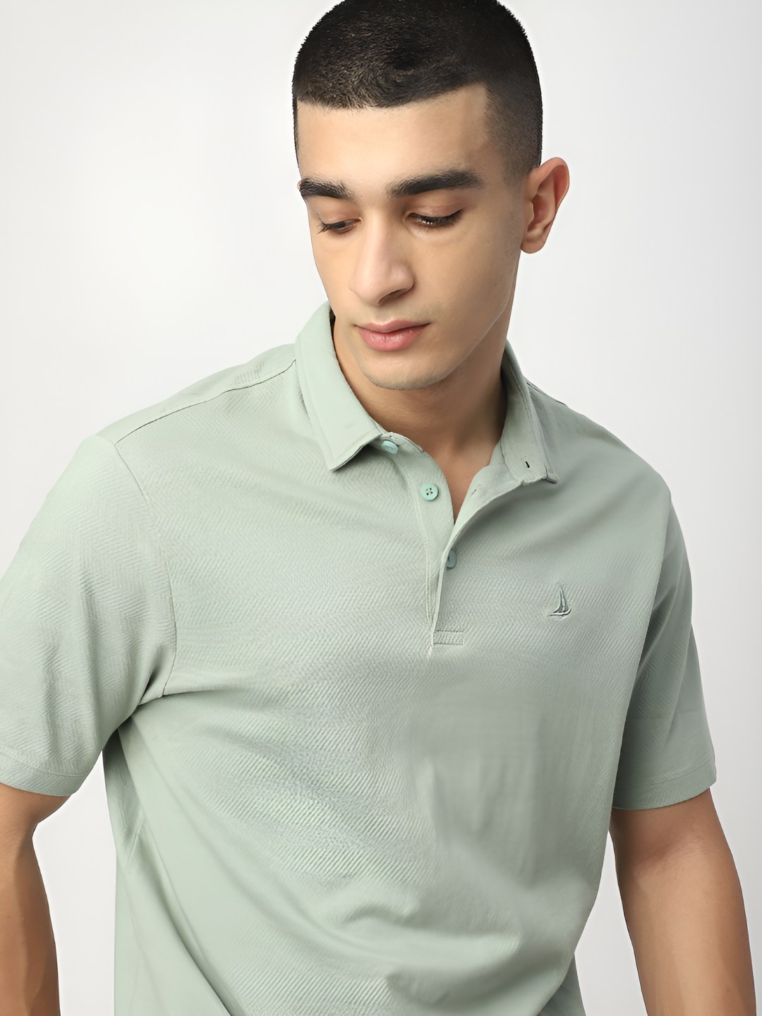 

R&B Men Polo Collar Pockets T-shirt, Green