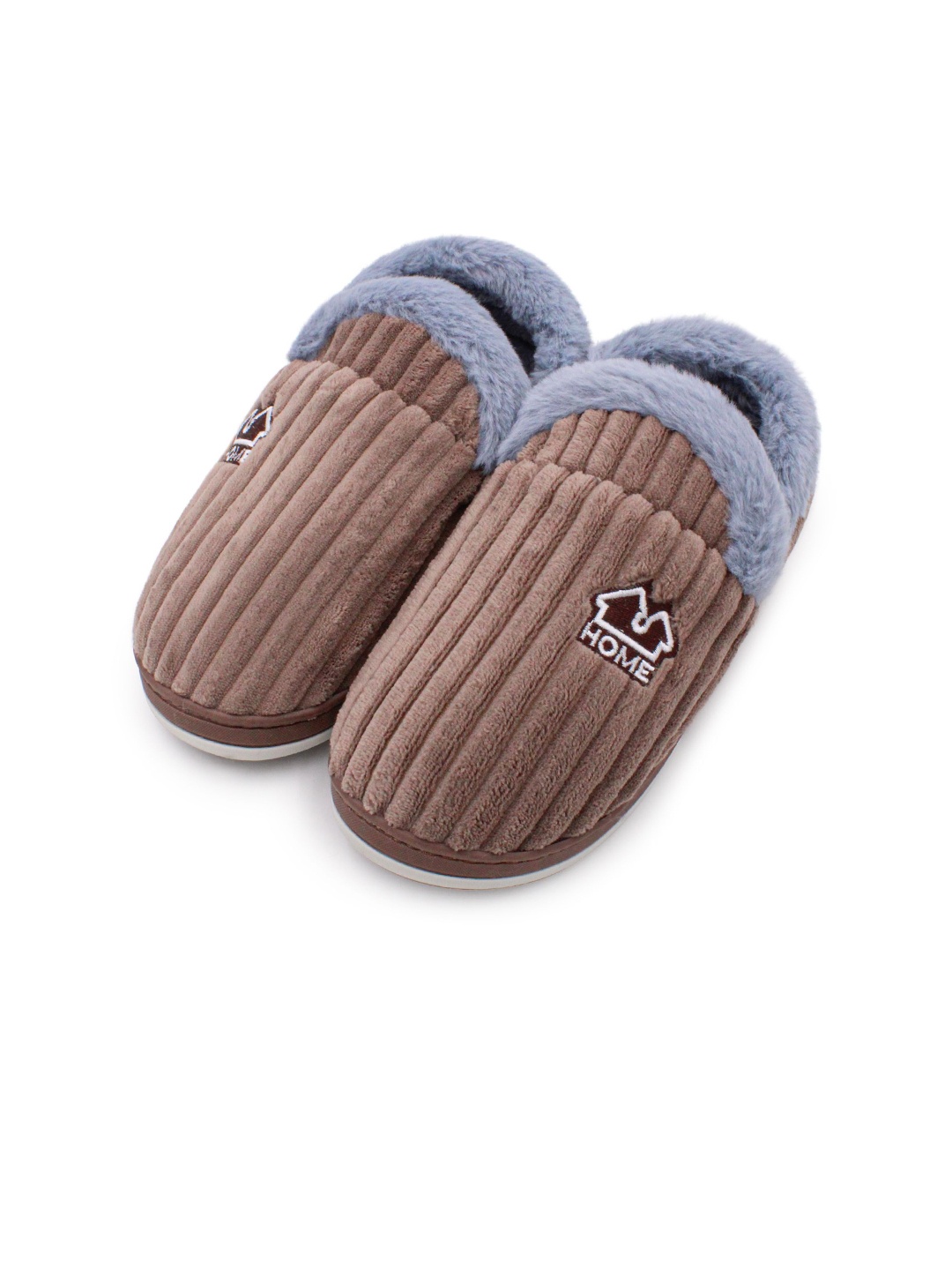 

JENNA Men Striped Room Slippers, Brown
