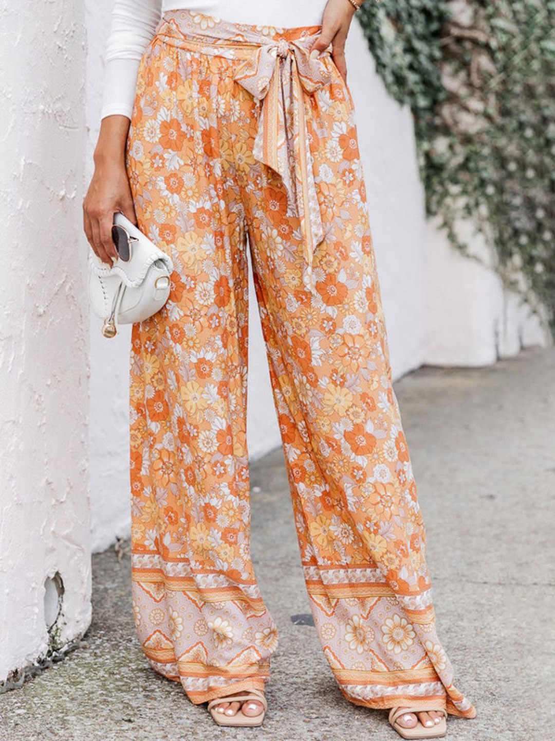 

StyleCast Women Floral Printed Mid-Rise Regular Fit Trouser, Orange