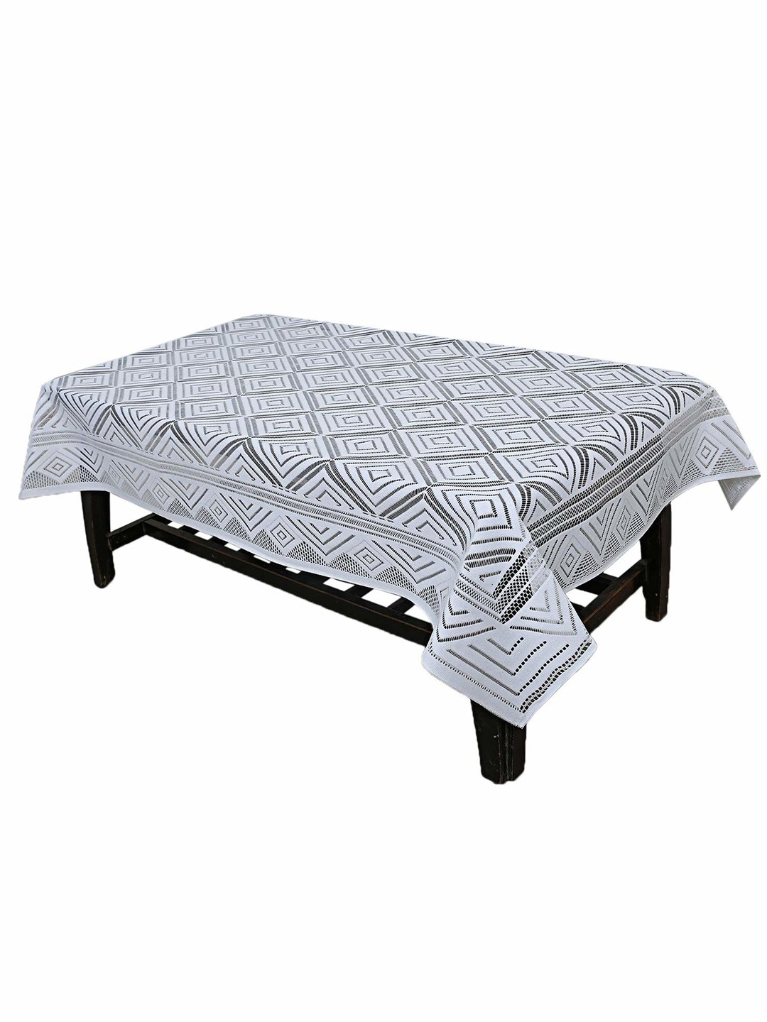 

Kuber Industries White Ethnic Motifs Cotton 4-Seater Table Cover