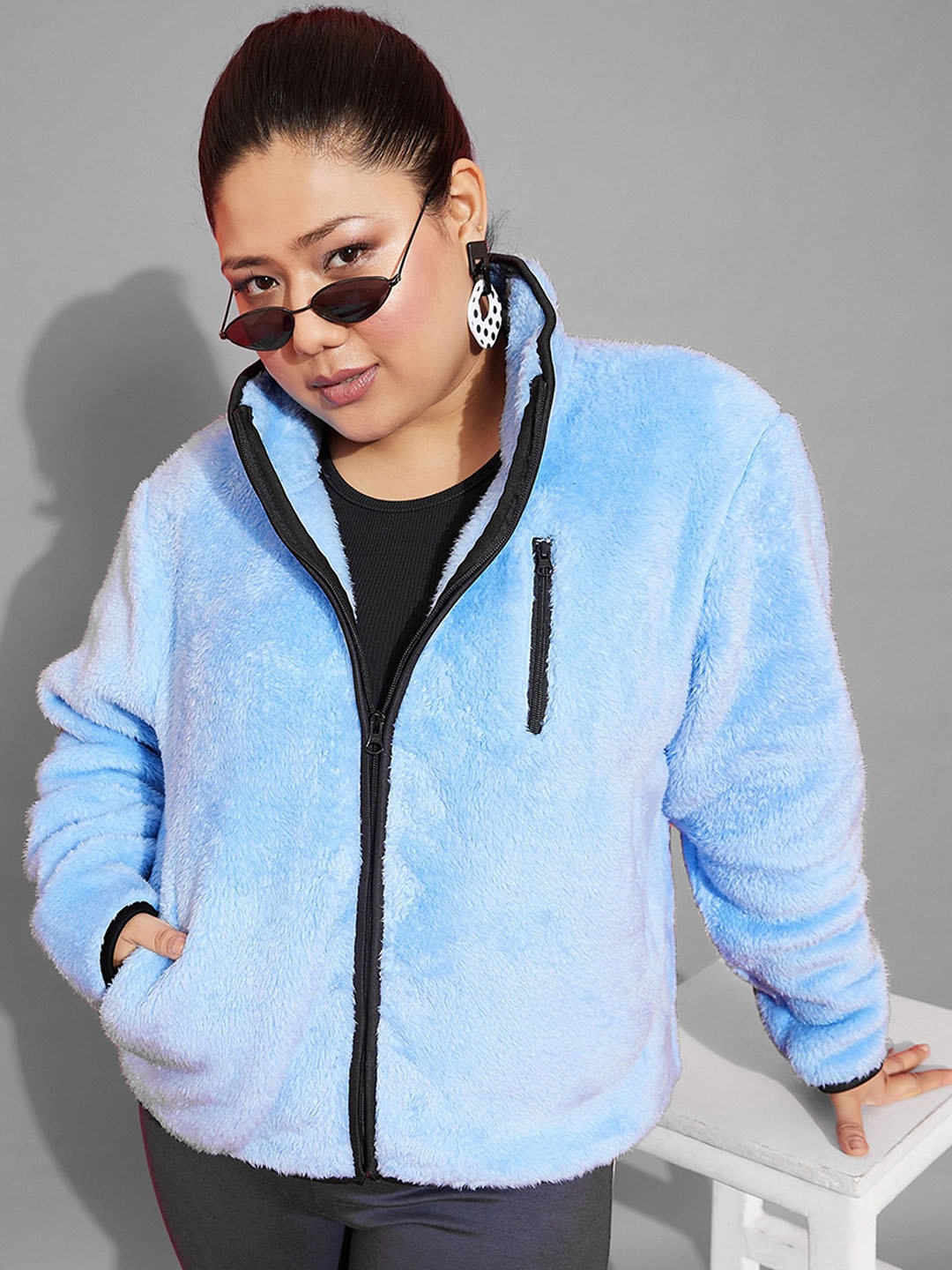 

SASSAFRAS Curve Women Bomber Jacket, Blue