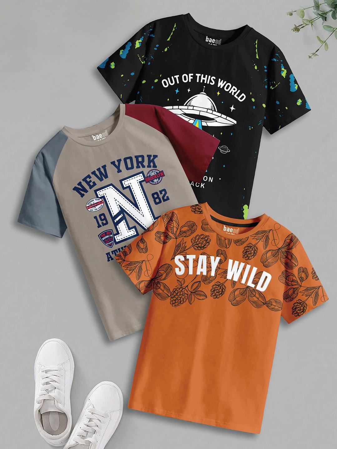 

BAESD Boys 3 Pure Cotton T-shirt, Multi