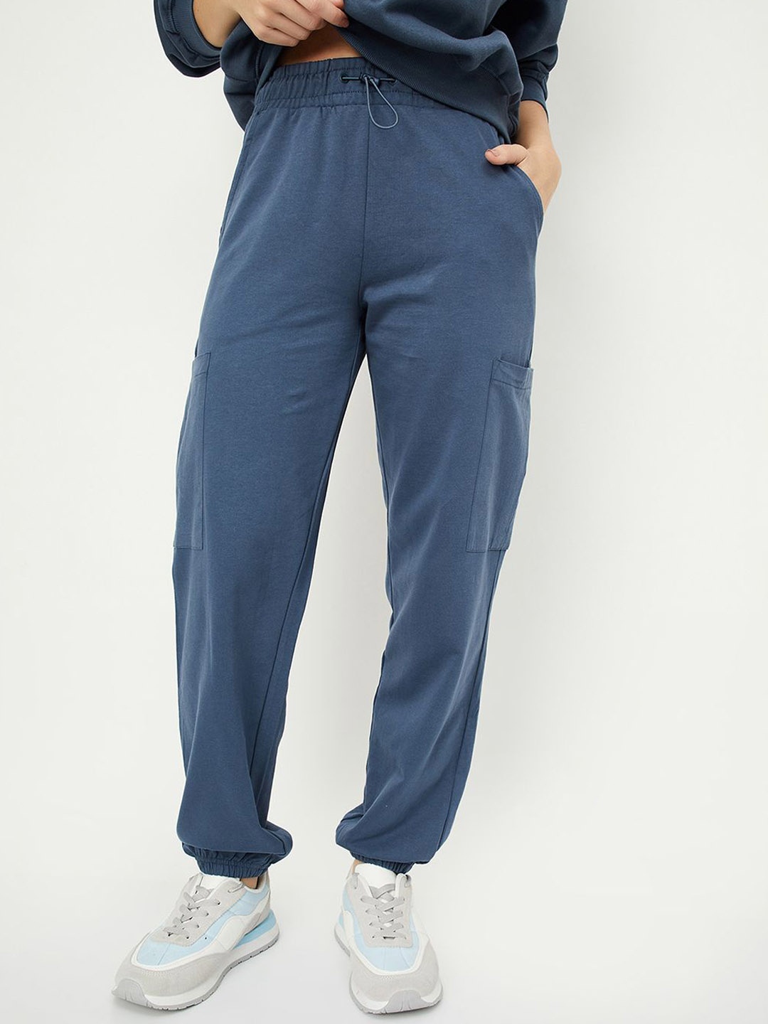 

max Women Mid Rise Regular Fit Cotton Joggers, Blue