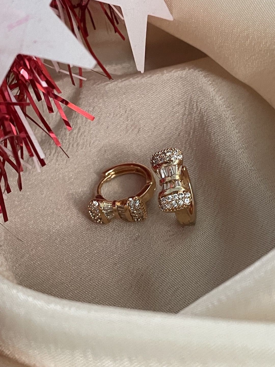 

Digital Dress Room Gold-Plated White AD-Studded Classic Hoop Earrings