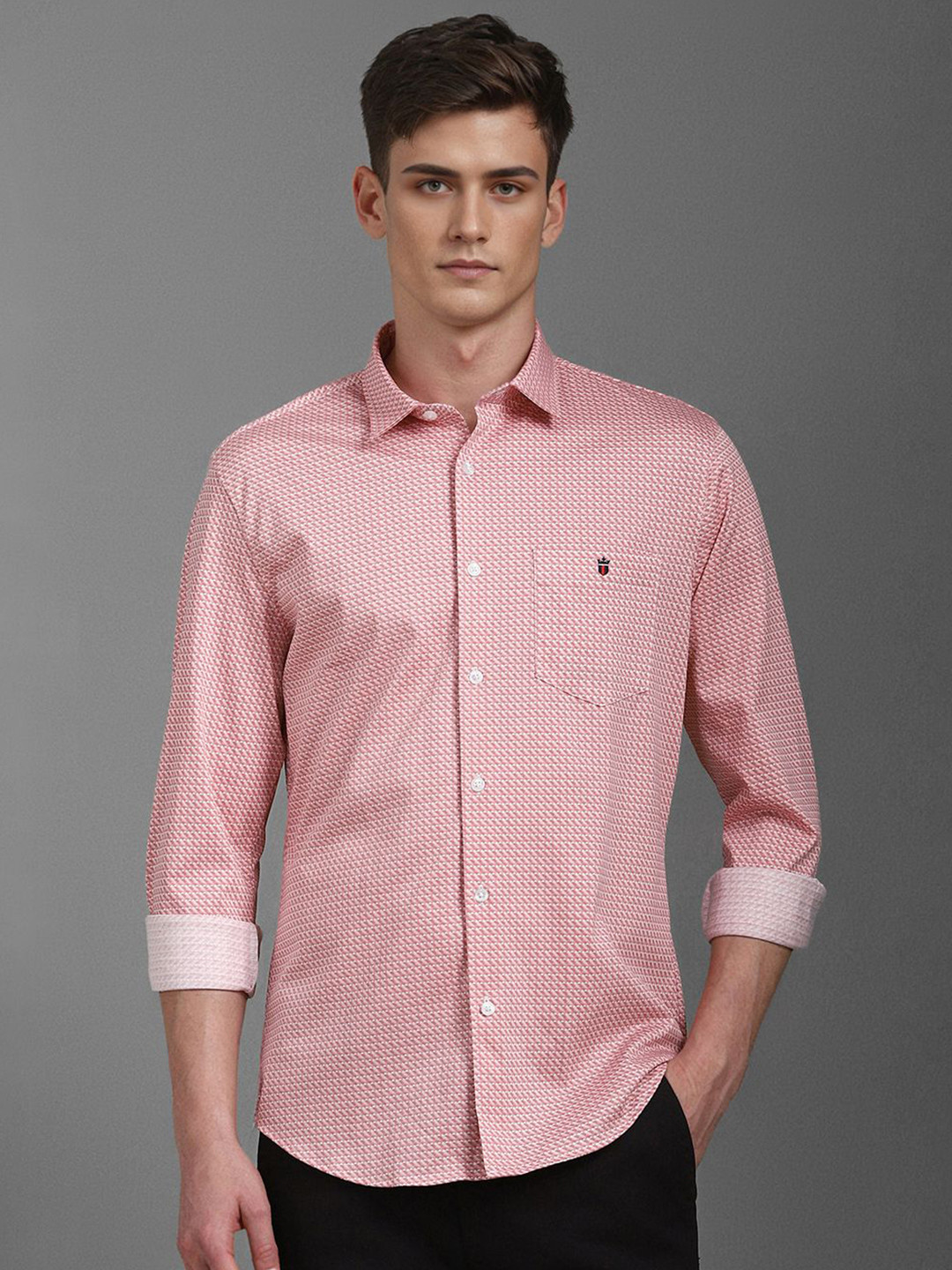 

Louis Philippe Sport Men Smart Opaque Printed Casual Shirt, Peach