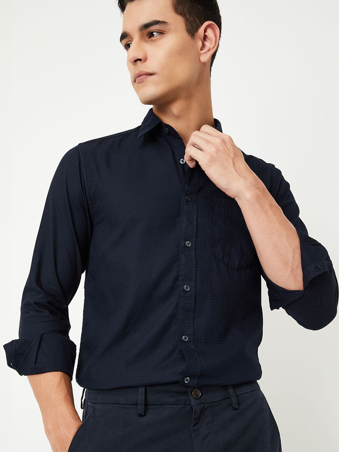 

max Men Opaque Casual Shirt, Blue