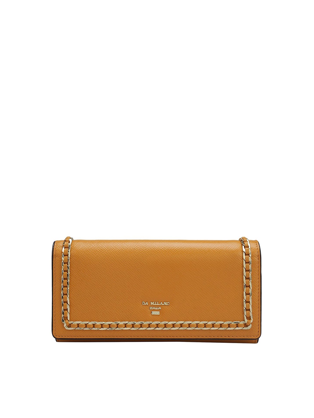 

Da Milano Women Textured Leather Envelope, Mustard