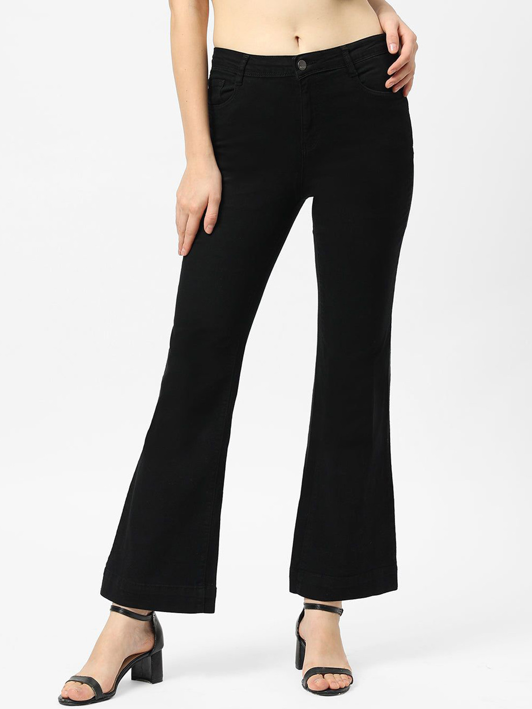 

Kraus Jeans Women Flared High-Rise Jeans, Black