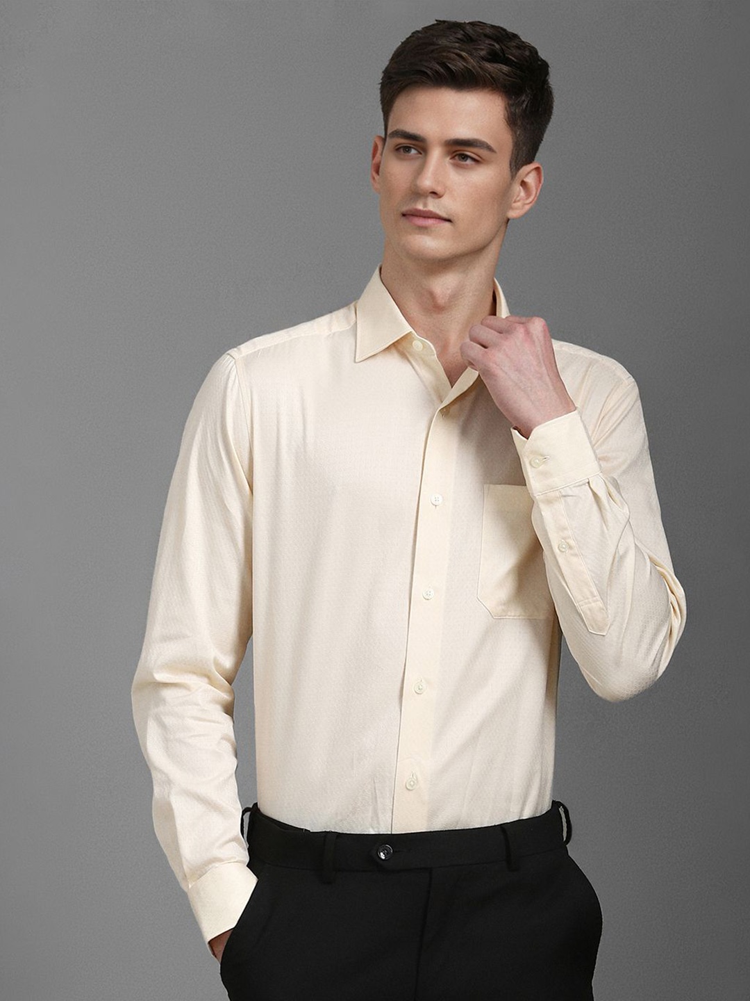 

Louis Philippe Men Classic Opaque Formal Shirt, Beige