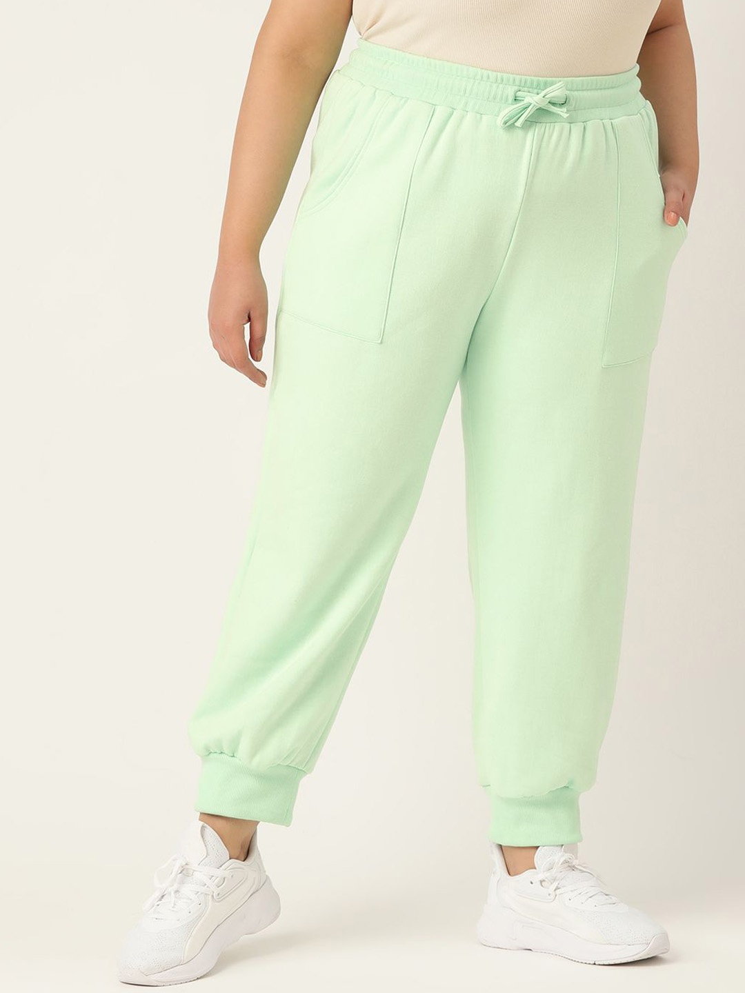 

theRebelinme Women Relaxed Tapered Fit High-Rise Easy Wash Trousers, Sea green