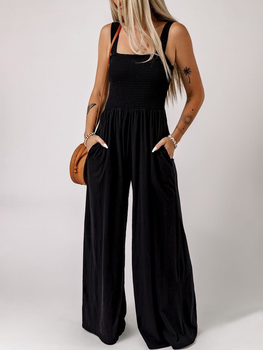 

StyleCast Women Shoulder Straps Basic Jumpsuit, Black