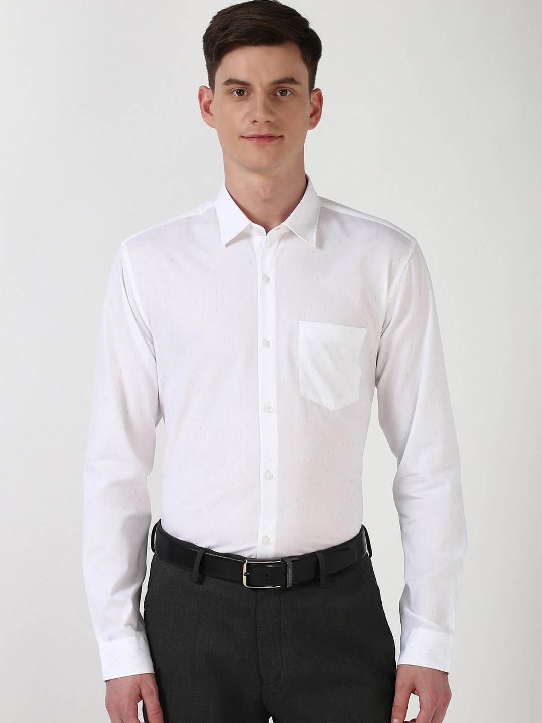 

Peter England Men Opaque Printed Formal Shirt, White