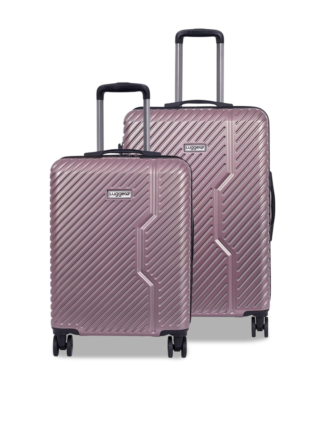 

Luggero Set Of 2 Textured Hard-Sided Medium Trolley Bags, Rose gold