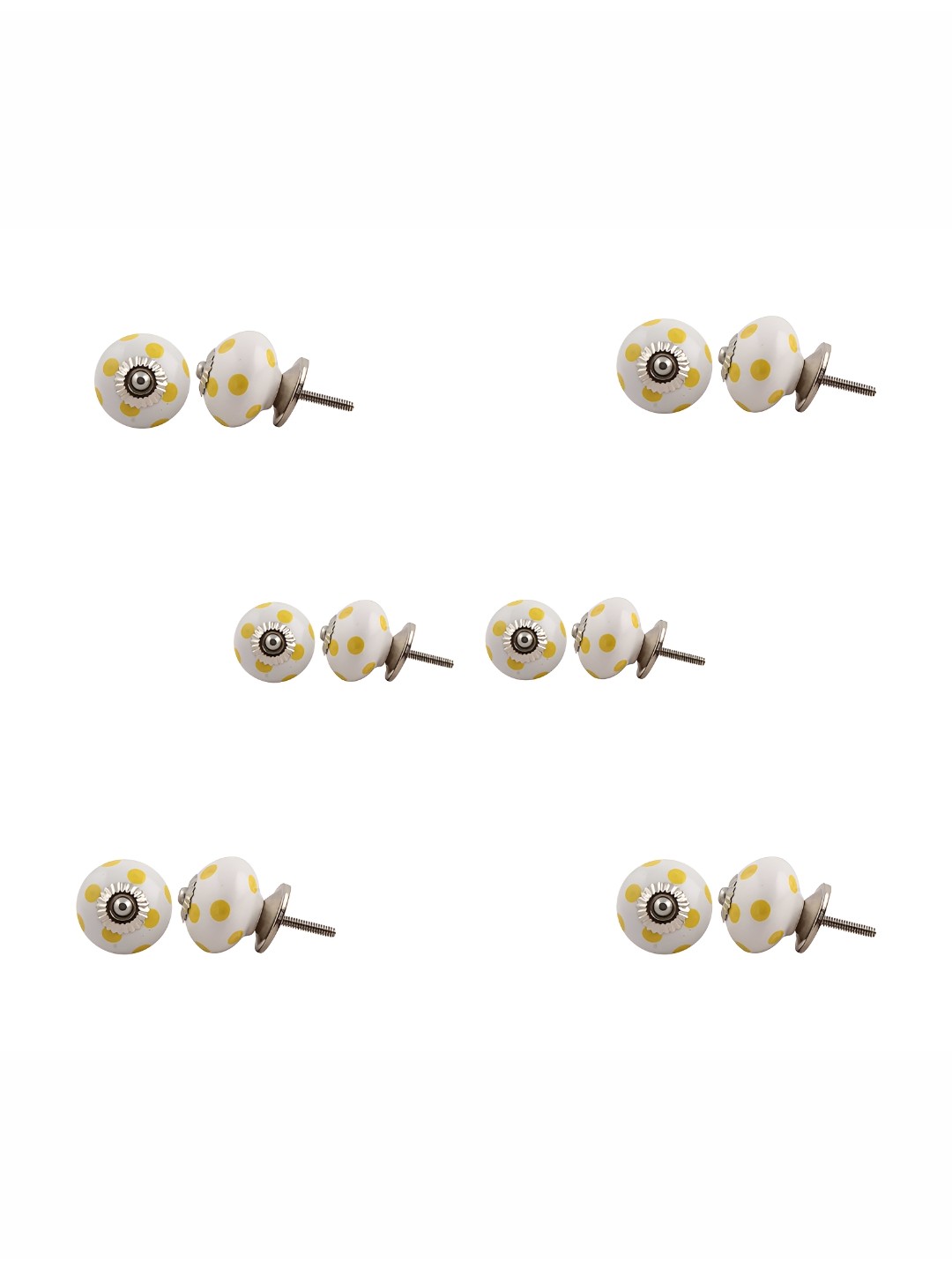 

Indianshelf 6-Pcs Brown & White Printed Ceramic Knob