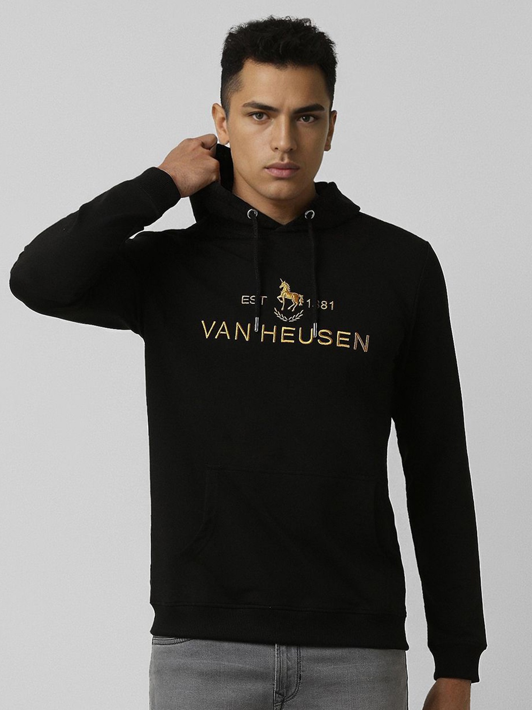 

Van Heusen Sport Men Embroidered Hooded Sweatshirt, Black