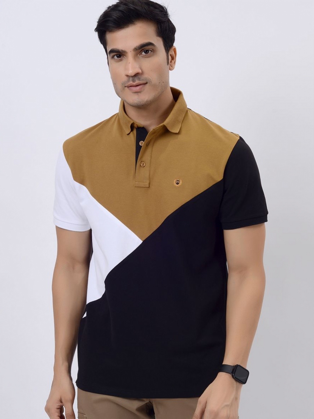 

JADE BLUE Men Striped Polo Collar Slim Fit T-shirt, Multi
