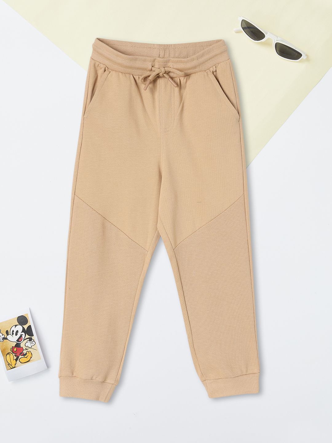 

max Boys Pure Cotton Regular Fit Joggers, Beige