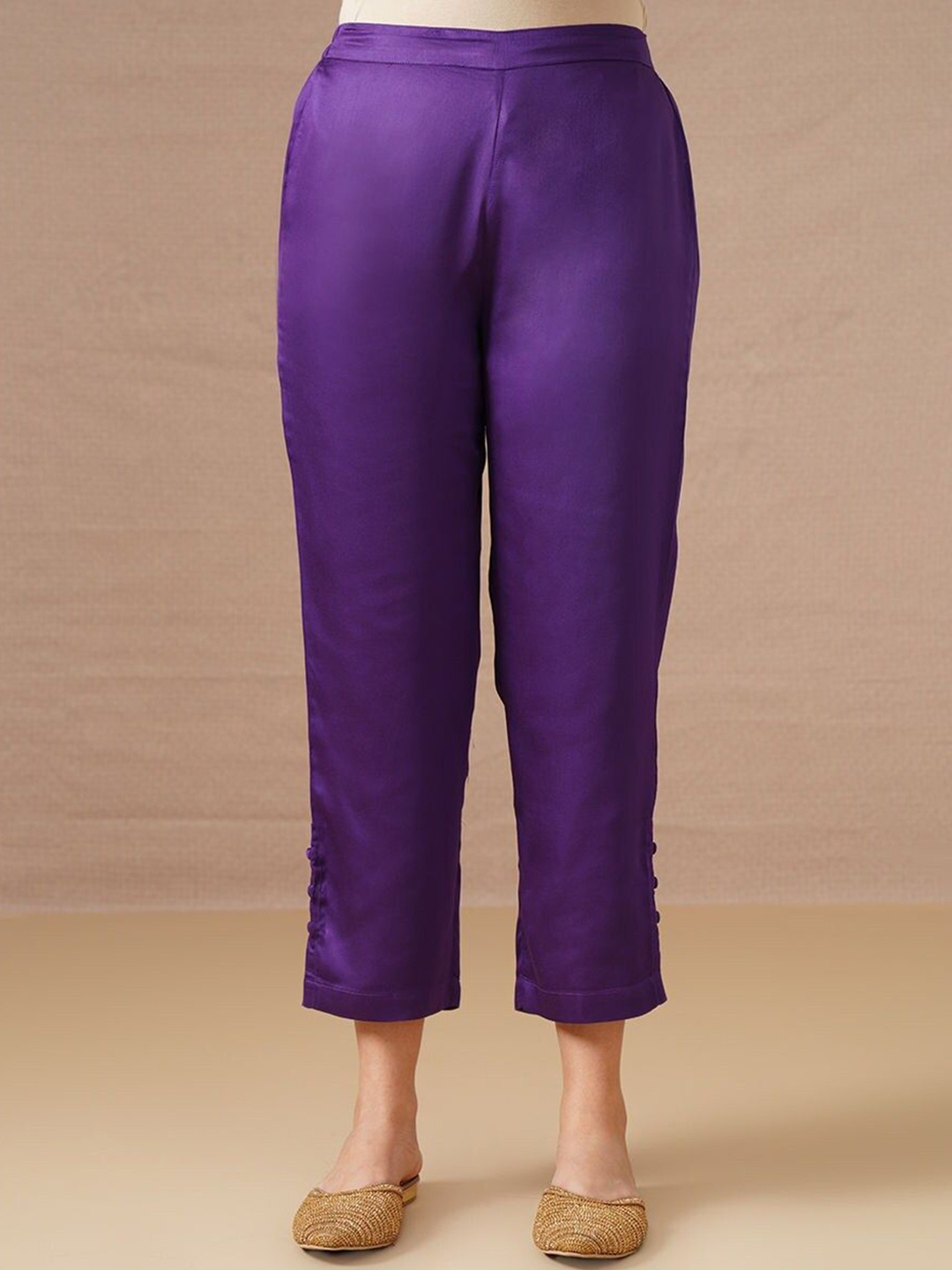 

JAYPORE Women Slim Fit Trousers, Purple