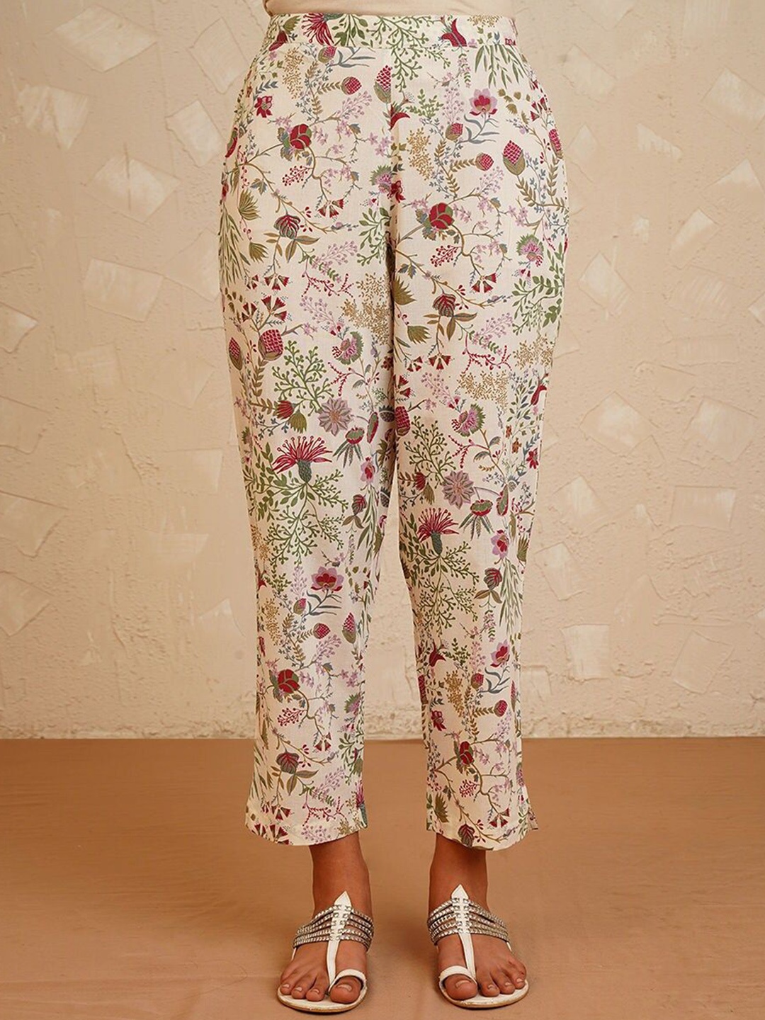 

JAYPORE Women Floral Printed Trousers, Multi